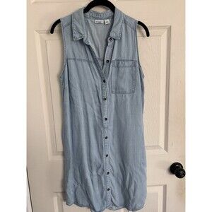 Cato 100% Tencel Chambray Shirt Dress Medium Sleeveless